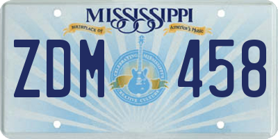 MS license plate ZDM458