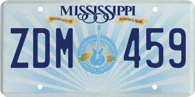 MS license plate ZDM459