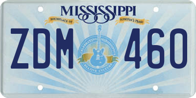 MS license plate ZDM460