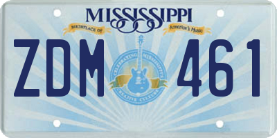 MS license plate ZDM461