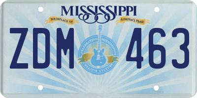 MS license plate ZDM463