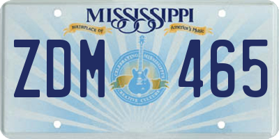 MS license plate ZDM465