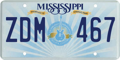 MS license plate ZDM467