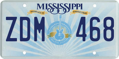 MS license plate ZDM468