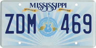 MS license plate ZDM469