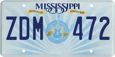 MS license plate ZDM472