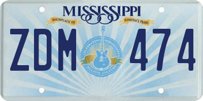 MS license plate ZDM474