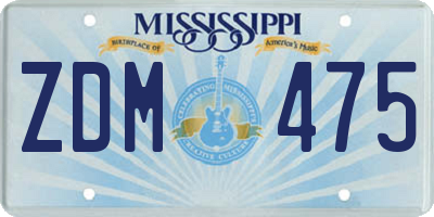 MS license plate ZDM475
