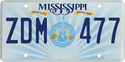 MS license plate ZDM477