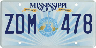 MS license plate ZDM478