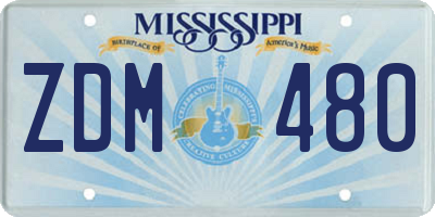 MS license plate ZDM480