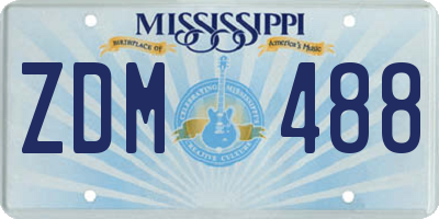 MS license plate ZDM488