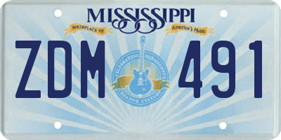 MS license plate ZDM491