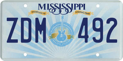 MS license plate ZDM492