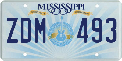 MS license plate ZDM493
