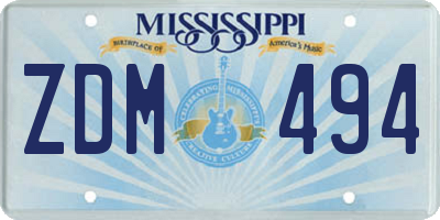 MS license plate ZDM494