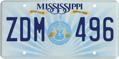 MS license plate ZDM496
