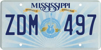 MS license plate ZDM497