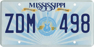 MS license plate ZDM498