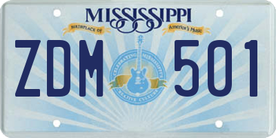 MS license plate ZDM501