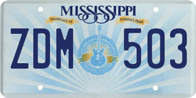 MS license plate ZDM503