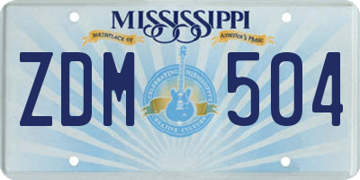 MS license plate ZDM504