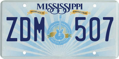 MS license plate ZDM507