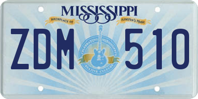 MS license plate ZDM510