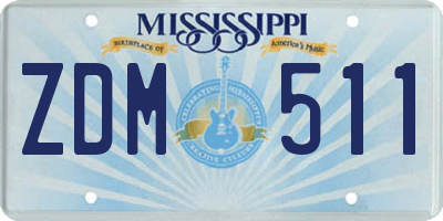 MS license plate ZDM511