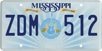 MS license plate ZDM512