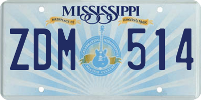 MS license plate ZDM514