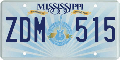 MS license plate ZDM515