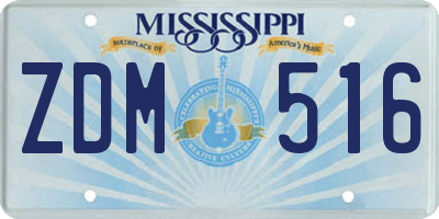MS license plate ZDM516
