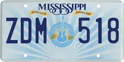 MS license plate ZDM518