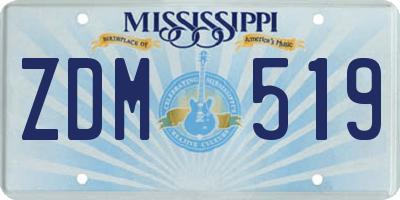 MS license plate ZDM519