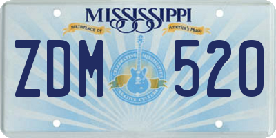 MS license plate ZDM520