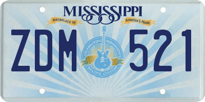 MS license plate ZDM521