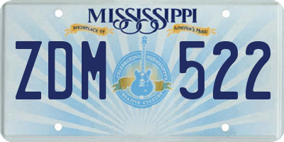 MS license plate ZDM522