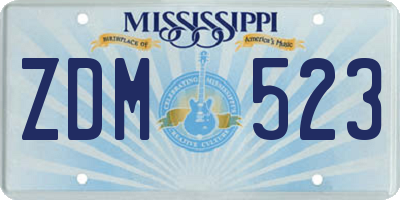 MS license plate ZDM523