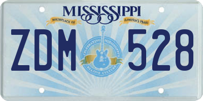 MS license plate ZDM528