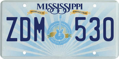 MS license plate ZDM530
