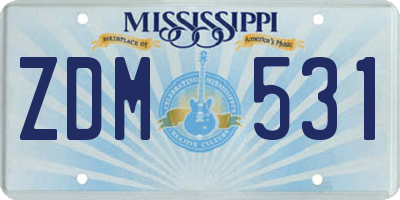 MS license plate ZDM531