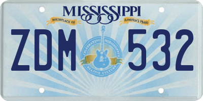 MS license plate ZDM532