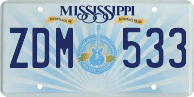 MS license plate ZDM533