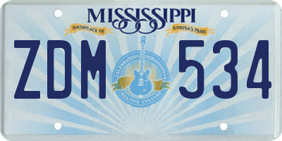MS license plate ZDM534