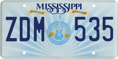 MS license plate ZDM535