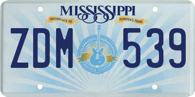 MS license plate ZDM539