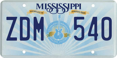 MS license plate ZDM540