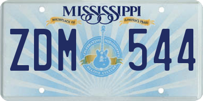 MS license plate ZDM544