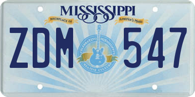 MS license plate ZDM547